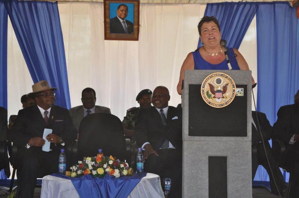 Picture of Ambassador Virginia Palmer making her speech during the official launch of the project.