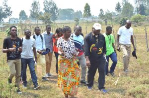 Picture of DG Sanginga visiting youth enterprises in Bukavu with Agripreneurs.