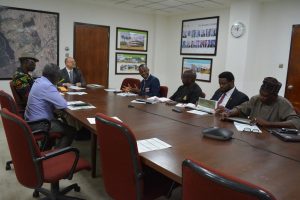 Picture of IITA Management led by Dr Kenton Dashiell, Deputy Director General, Partnerships for Delivery, met with NSE partners in Ibadan, Nigeria.