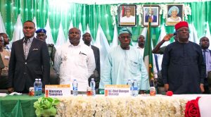 Picture of DG Sanginga with Chief Obasanjo and Ebonyi State Governor David Umahi at the second NZHF.