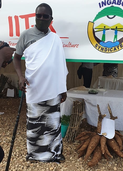 Francois Nsanzintwari, with the Tebuka (mature early) variety, which he named.