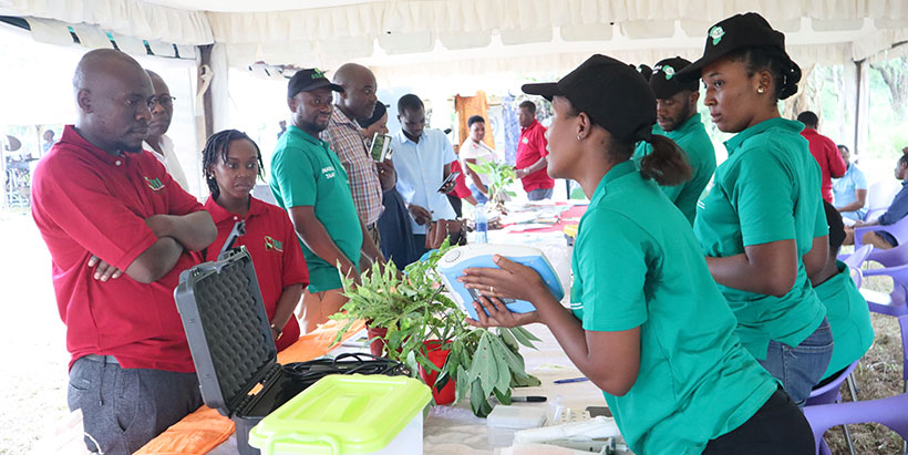 Showcasing IITA technologies at the Institute's booth. Photo: IITA/Hadi Rashid