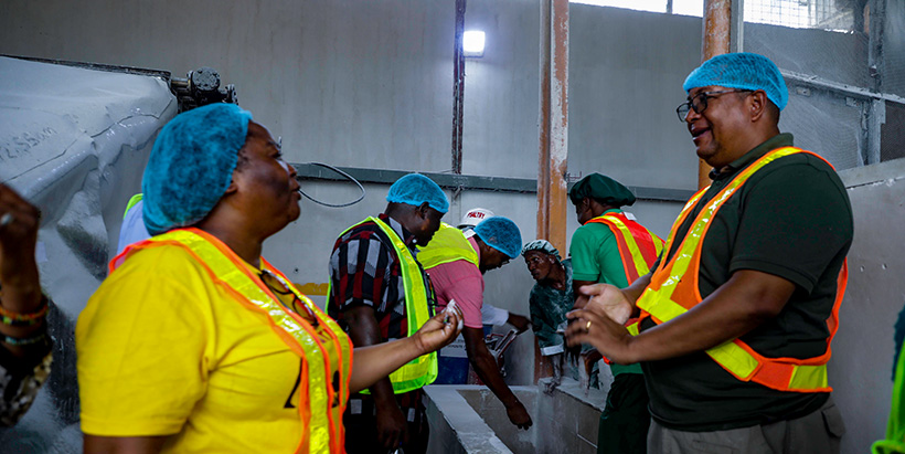 Angola delegates at the Psaltry International production plant