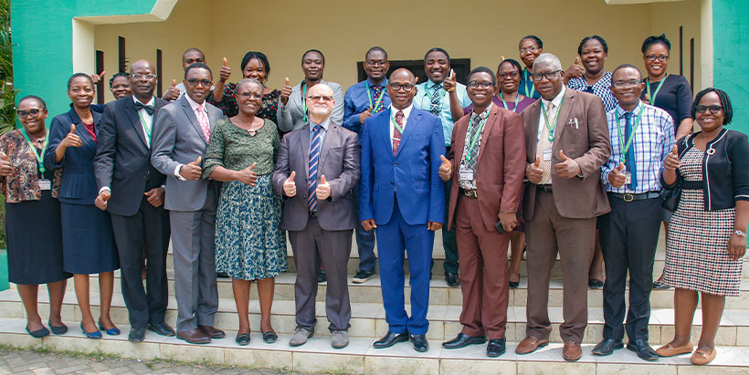 Academic staff of the Mountain Top University with the IITA team.