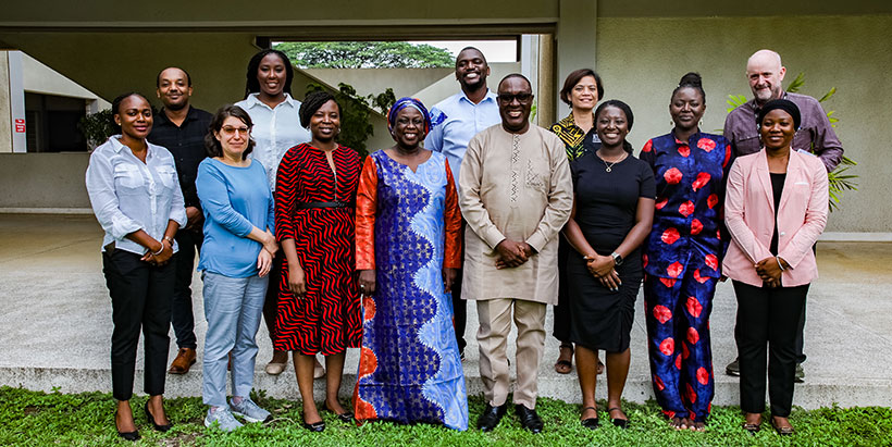 IITA Director General Dr Simeon Ehui (m), with some IITA staff and the NFWP team.