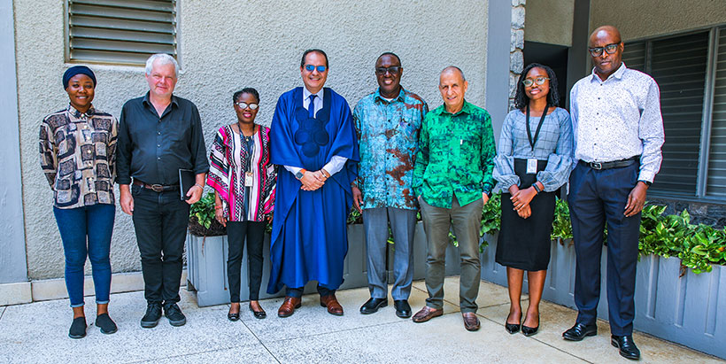 IITA Director General and CGIAR Regional Director for Continental Africa, Dr Simeon Ehui with OCP Africa Chief Executive Officer Mohamed Anouar Jamali and the IITA team.