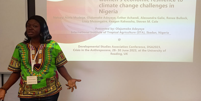 Dr Olajumoke Adeyeye commencing her presentation at DSA 2023 Panel 78 themed 'Culture and climate change in the anthropocene' Dr Olajumoke Adeyeye commencing her presentation at DSA 2023 Panel 78 themed 'Culture and climate change in the anthropocene' Climate Change