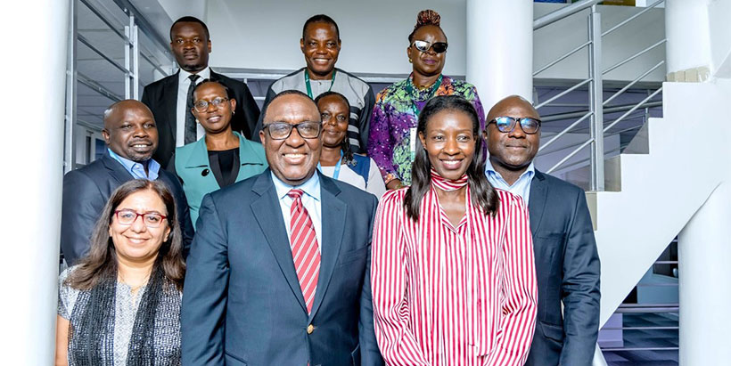 IITA Director General and CGIAR Regional Director for Continental Africa, Dr. Simeon Ehui, FAO Rwanda Country Representative Dr. Coumba Sow and the IITA and FAO team.