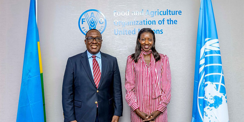 IITA Director General and CGIAR Regional Director for Continental Africa, Dr. Simeon Ehui with FAO Rwanda Country Representative Dr. Coumba Sow.