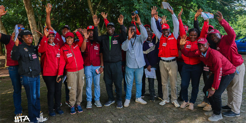 The NDLEA team after an engaging forest walk with IITA Forest Center Field Supervisor, Olukunle Olasupo.