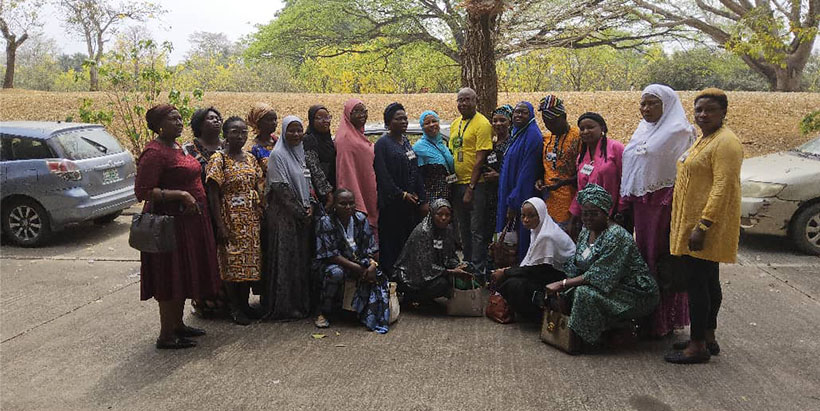 The NAWAI visiting team with Research Associate IITA Food and Nutrition Lab, Gregory Nwaoliwe.