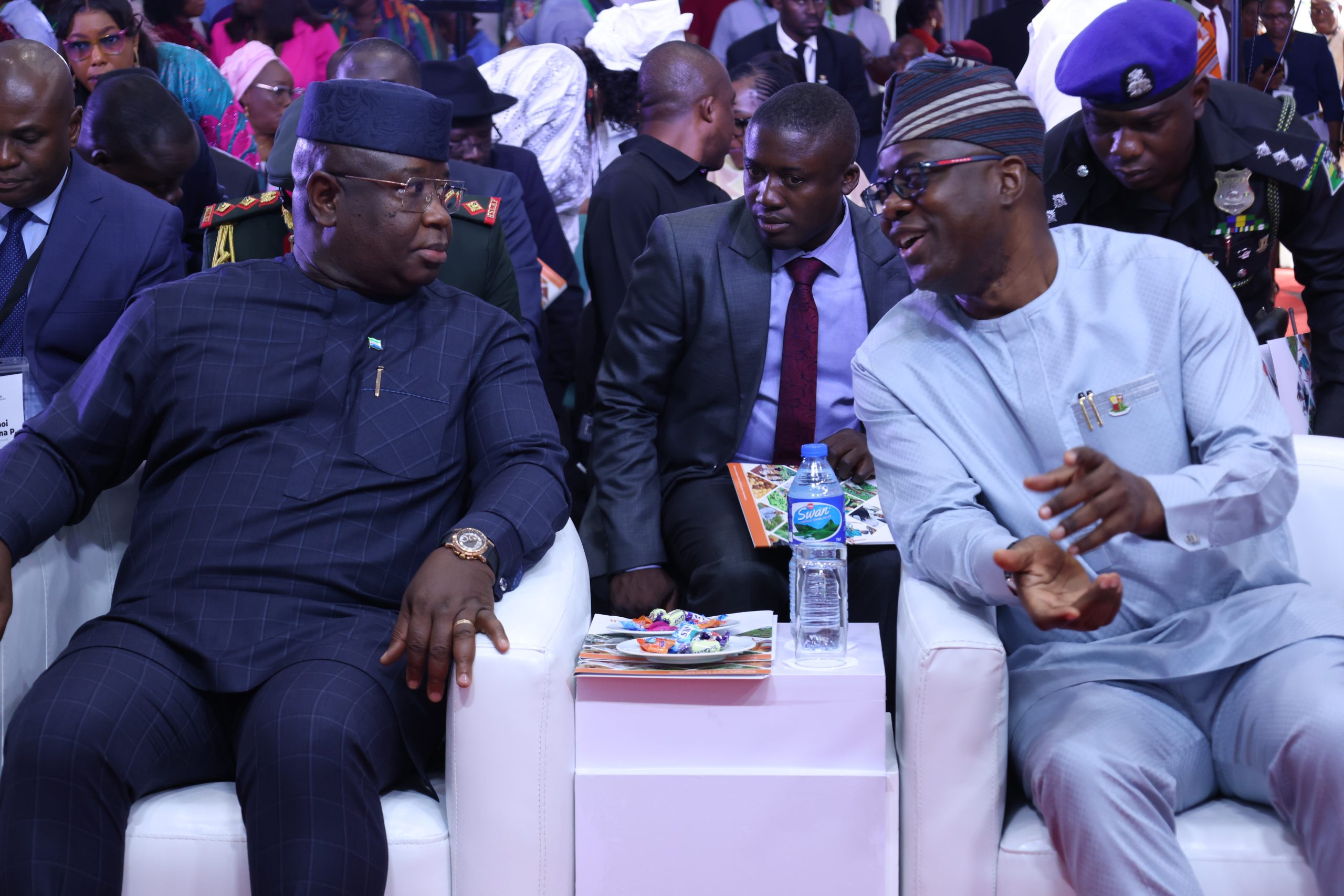  LR - H.E. Dr Julius Maada Bio, President of Sierra Leone and H.E. Engr Oluwaseyi Makinde, Governor of Oyo State