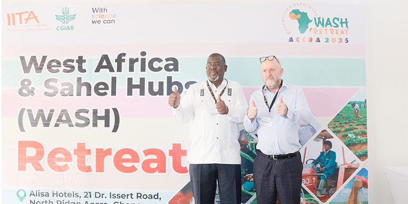 Prof Michael Abberton, Director, IITA West Africa Hub, and Dr Tahirou Abdoulaye, Director, IITA Sahel Hub.