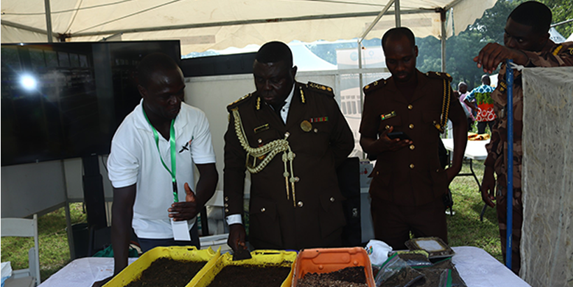 Officers from the Ghana Prisons Service at the exhibition booth.