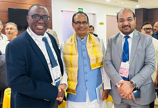 (l-r) IITA Director General, Dr Simeon Ehui; India’s Minister of Agriculture, Shri Shivraj Singh Chouhan; and the Director General of ICAR, Dr Mangi Lal Jat
