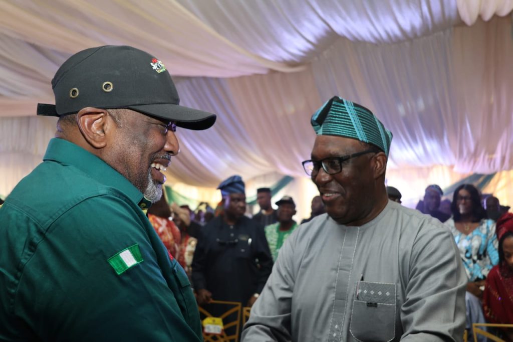 IITA Director General Dr Simeon Ehui with the Minister of Agriculture and Food Security, Senator Abba Kyari at the groundbreaking event.