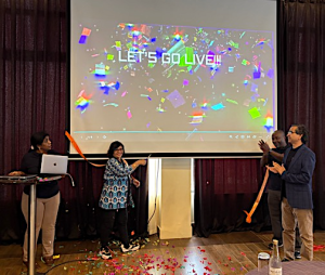 Ribbon-cutting by Dr Leena Tripathi to launch the IITA genome editing website.