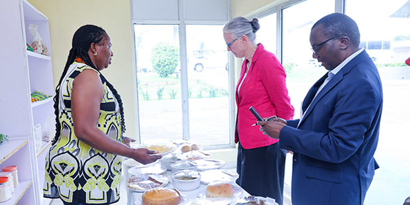 The World Bank team during a tour of the Cassava Processing Unit.