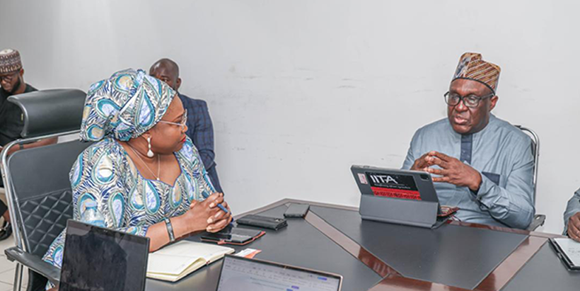 IITA Director General and CGIAR Regional Director for Continental Africa, Dr Simeon Ehui with the Permanent Secretary, Dr Chinyere Ijeoma Akujobi during discussions