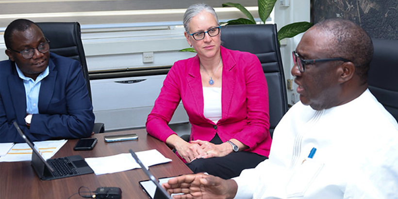 The IITA Director General, Dr Simeon Ehui with the World Bank team during discussions.
