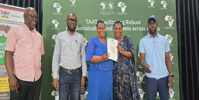 Certificates being awarded to trainees.