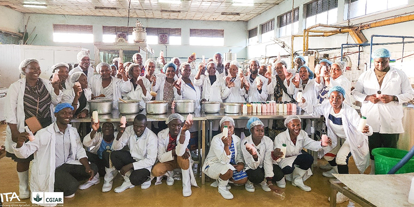 Participants pose for a group photo at the Makerere Food Technology and Business Incubation Centre (FTBIC) pilot plant.
